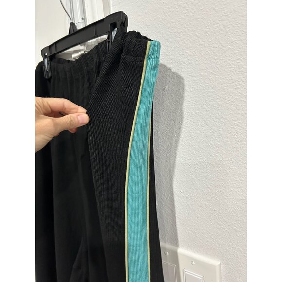 Coldwater Creek Black Track Pants TealYellow Side Stripes Elastic Waist Sz 1X - Picture 4 of 9